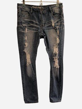 MACHINE pour neuf mode® Distressed Blue Skinny Stretch Jeans Size 11